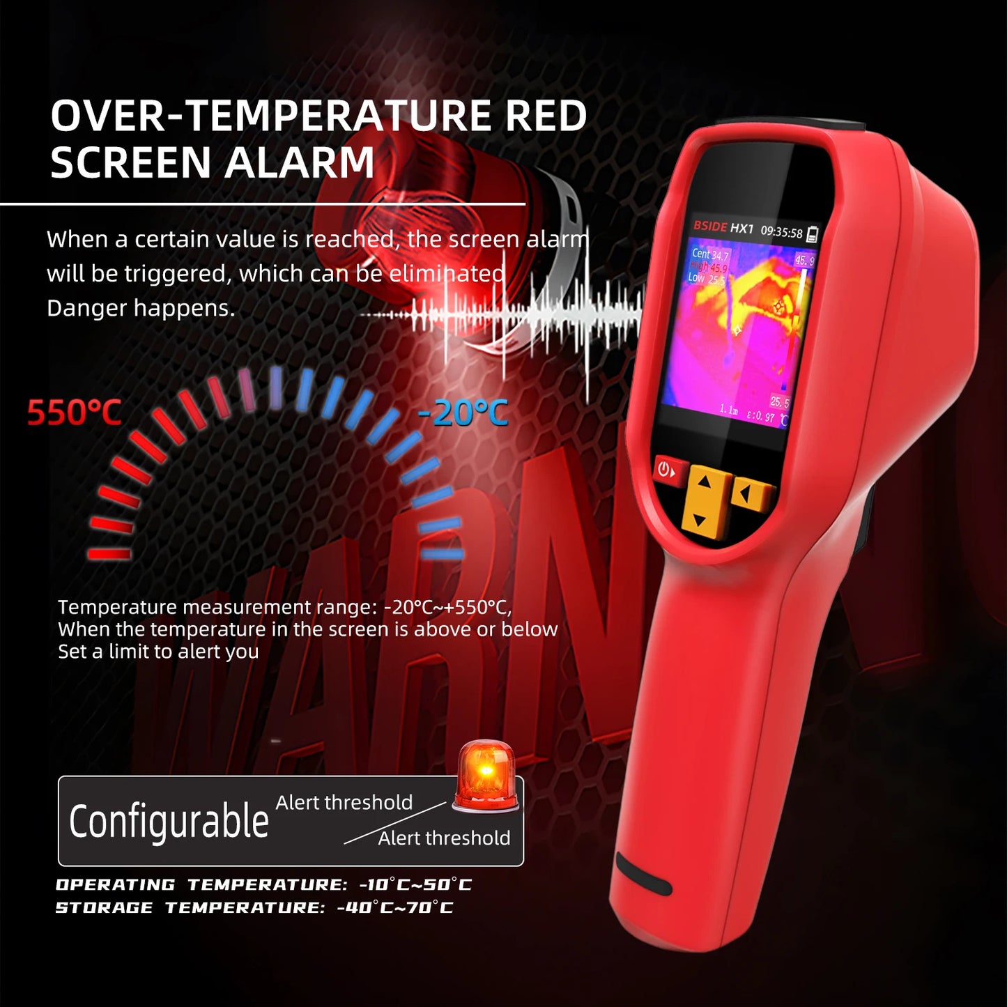 HX1 Thermal Imager Camera Professional Handheld 240×240 Resolution -20~550C 15 Color Palette Save Pictures PC analysis software