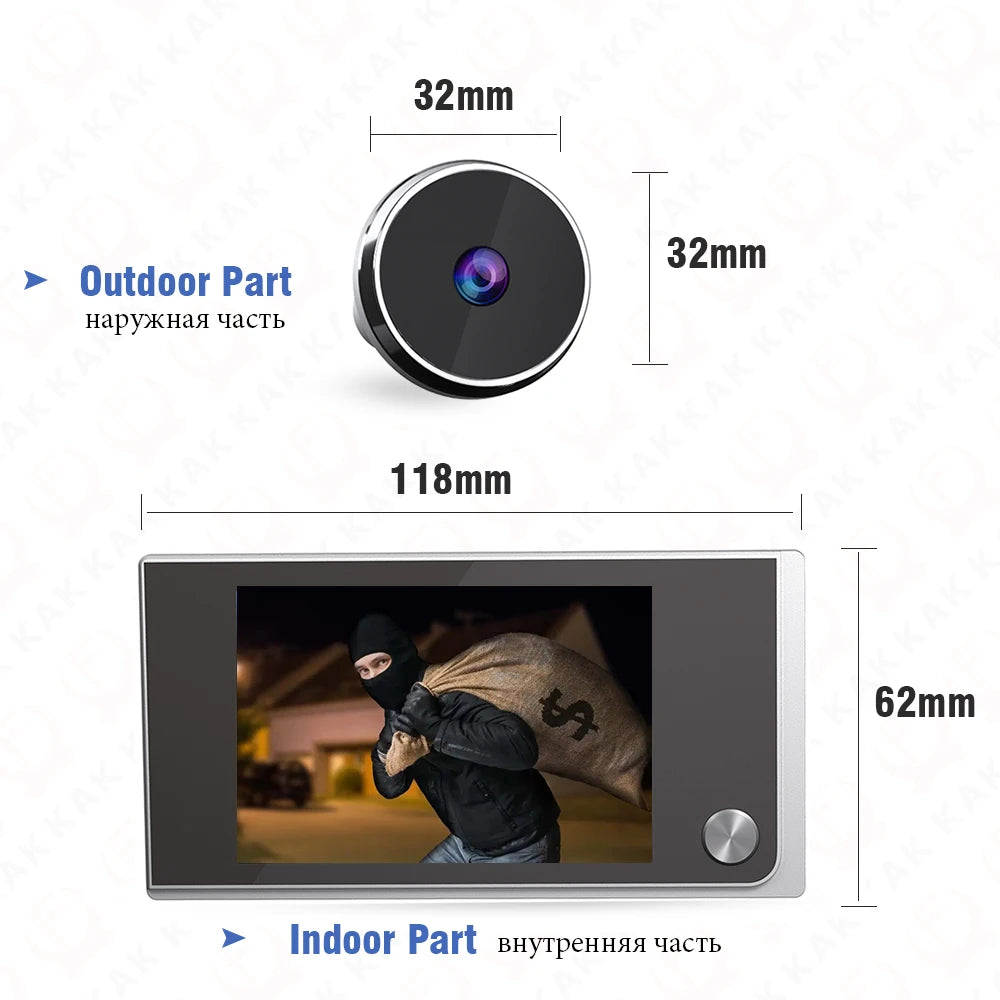 Digital Door Peephole Camera With Wide Angle Display