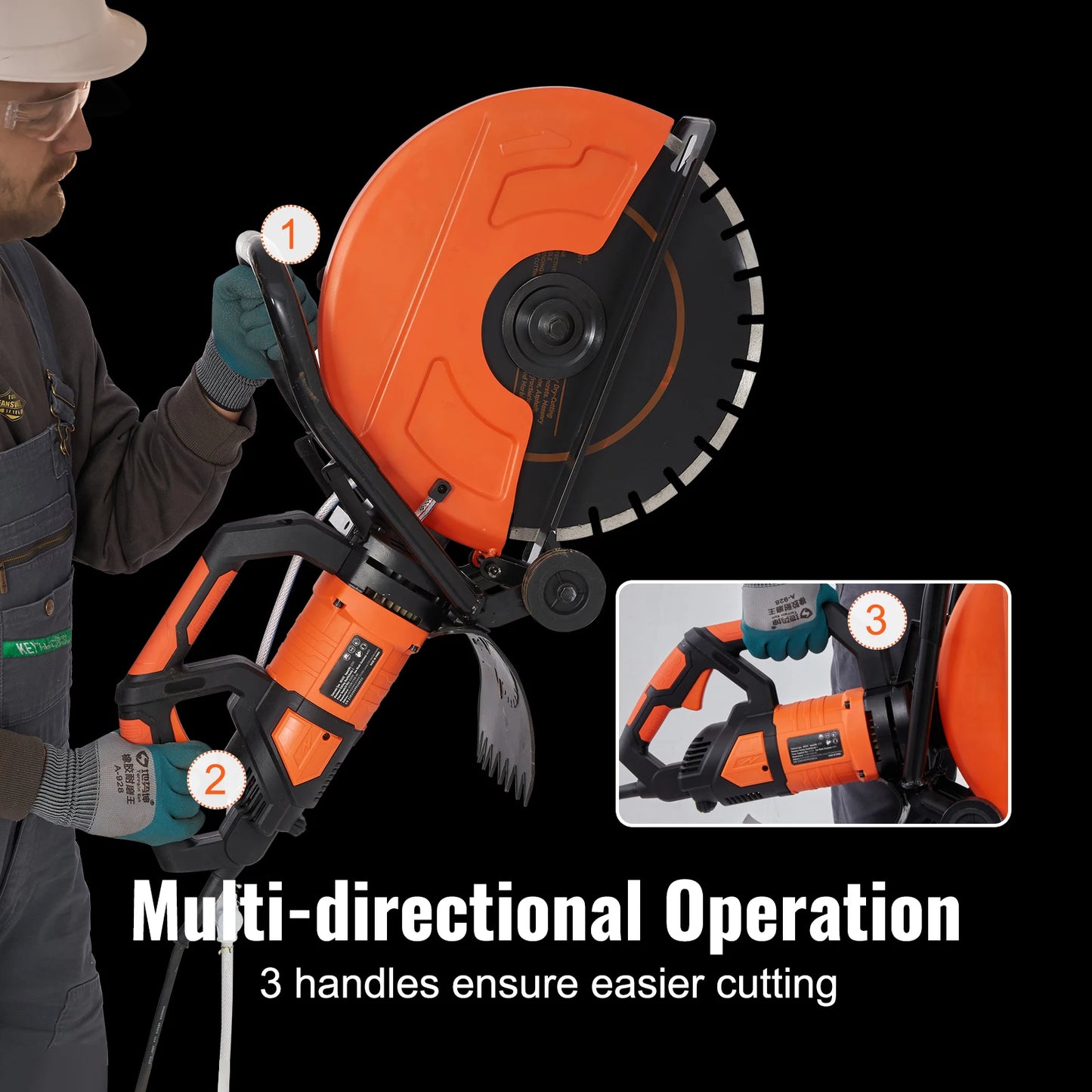 SucceBuy Electric Concrete Saw 16 in 3200 W 15 A Motor Circular Saw Cutter with Max. 6 in Adjustable Cutting Depth Wet Disk Saw
