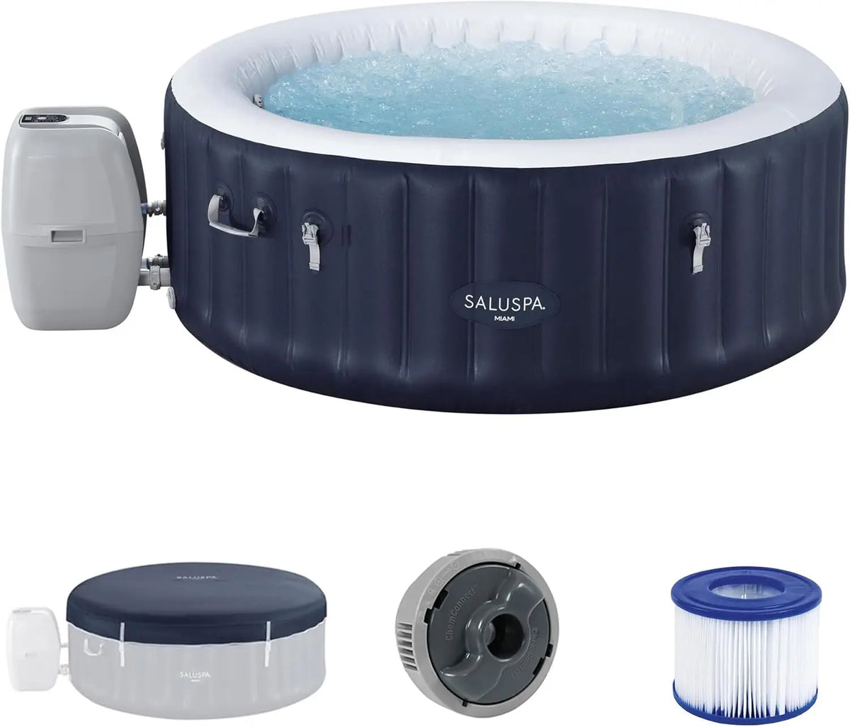 SaluSpa Portable Inflatable Hot Tub Featuring 120 Relaxing Airjet Bubbles