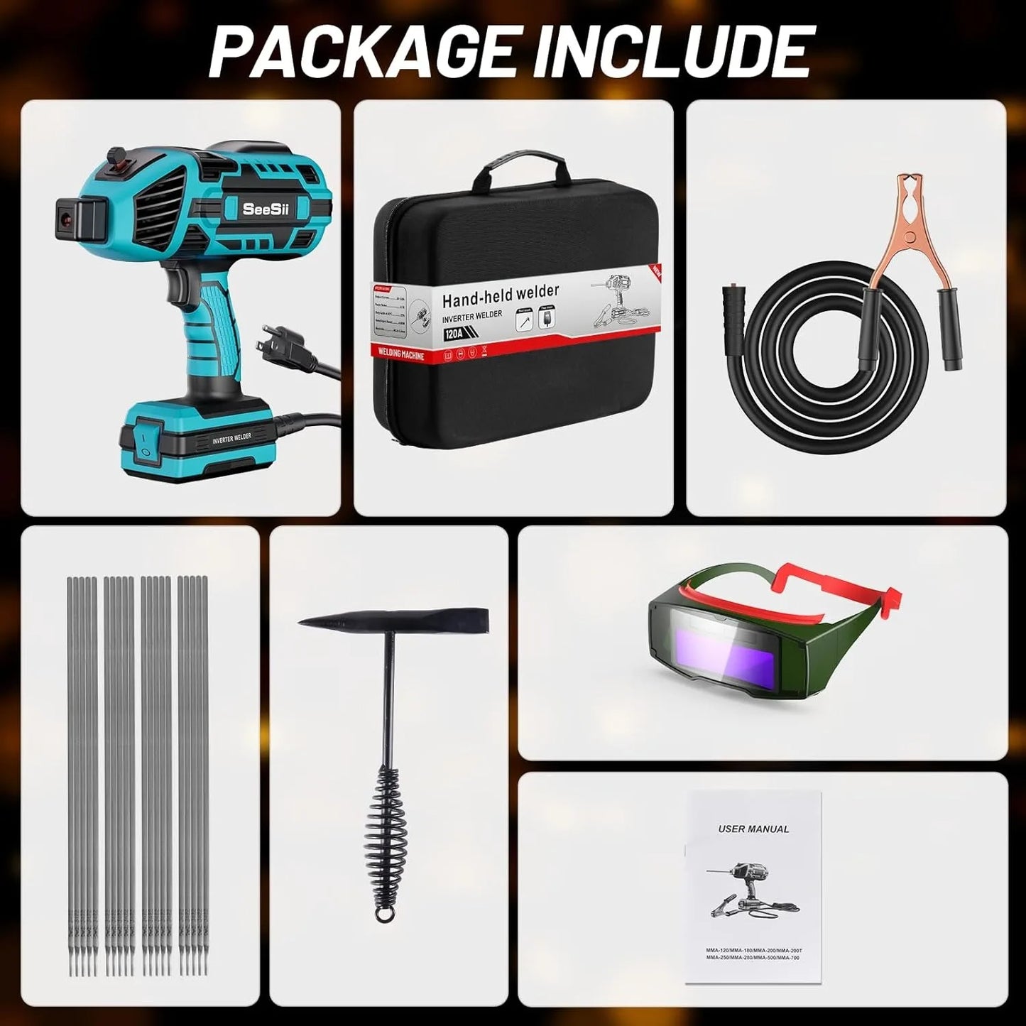 SEESII Electric Welding Machine Handheld Welder Tool Digital Arc Welding Machine 120A Portable Household Weld Equipment