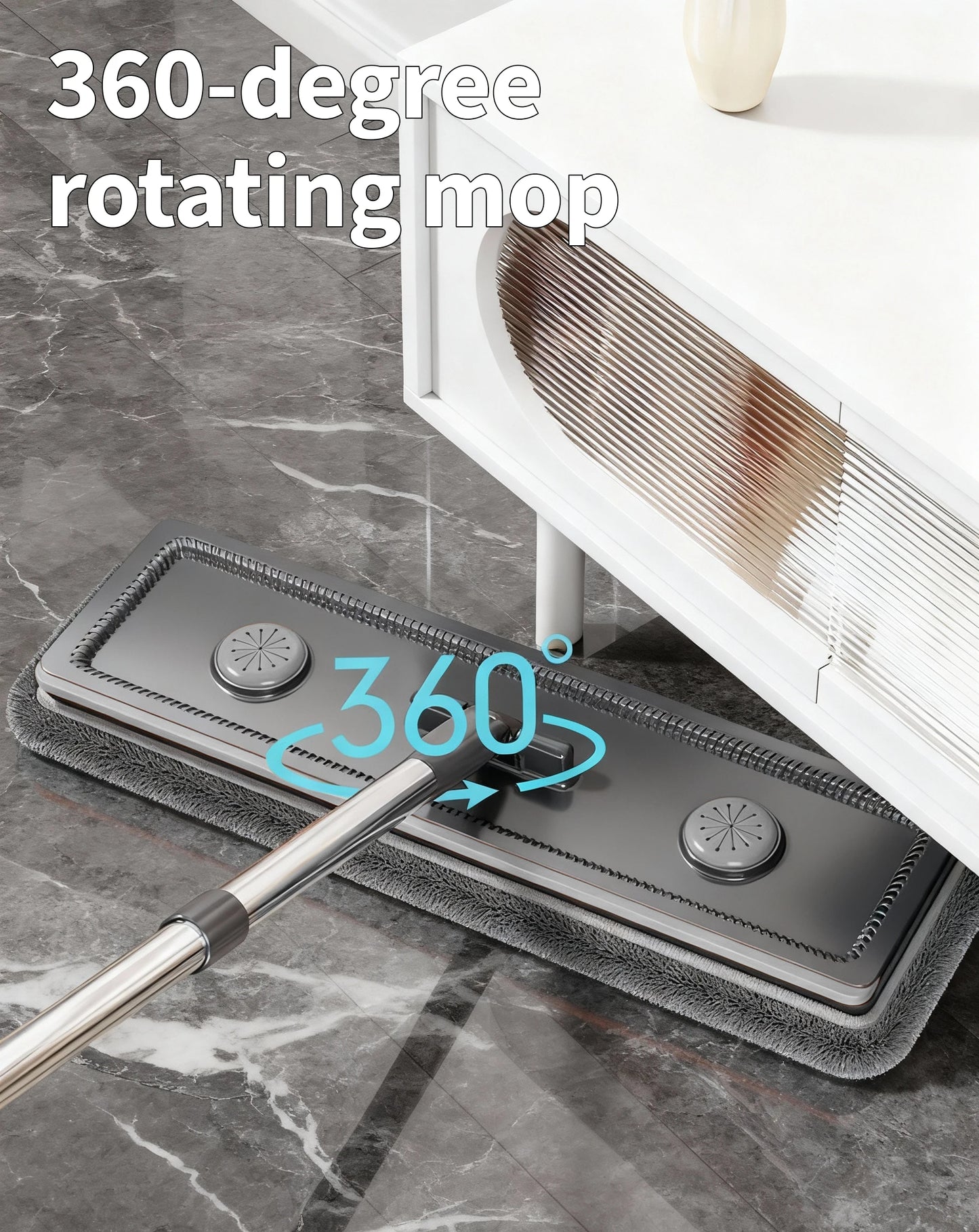 Joybos Space-Saving Slim Mop Bucket Set (Only 5.3" Wide), Self-Wringing Flat Mop with Built-in Hair Scraper & Anti-Tipping Suction Base, Includes 2 Washable Pads