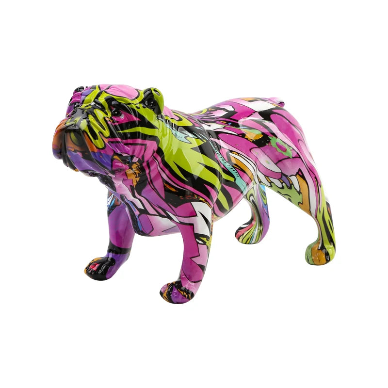 Creativity Bulldog Wholesale Graffiti Water Transfer Office Ornaments Printing Resin Bulldog Home Decor Modern Crafts
