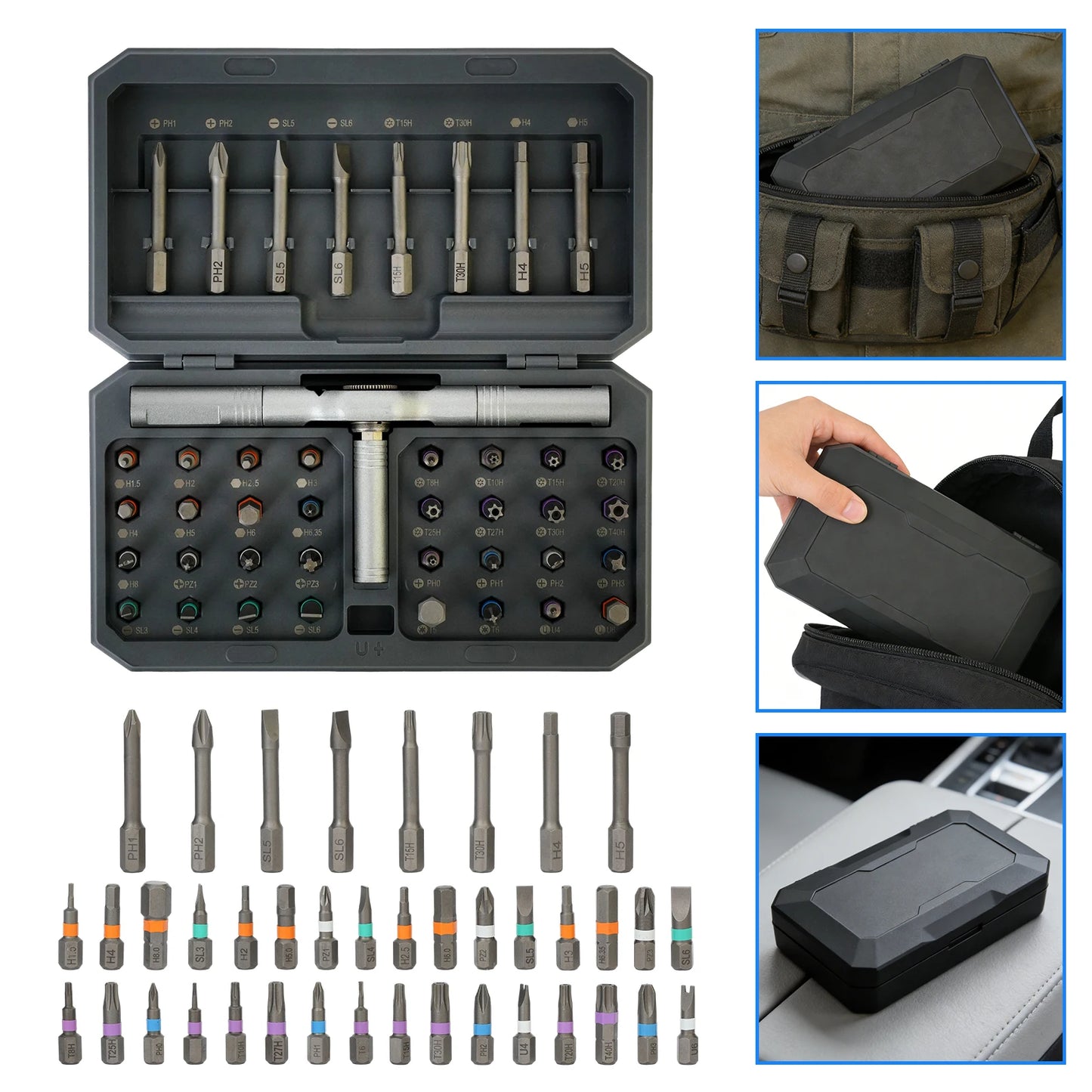 42-in-1 Magnetic Screwdriver Set T-handle Multifunctional Ratchet Screwdriver Bit Kit for Household DIY Bicycle Repair