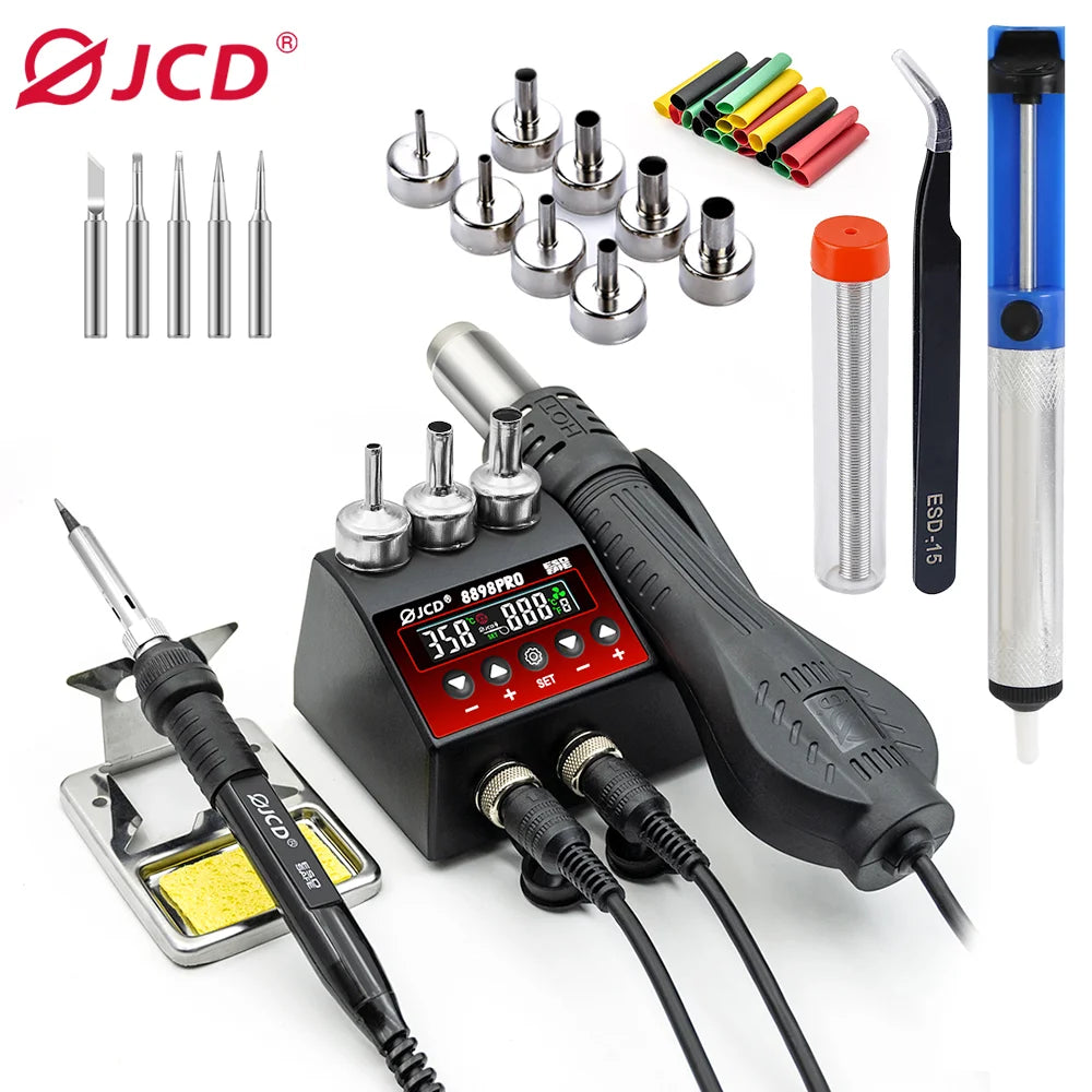 JCD 8898Pro Soldering Station 2 in 1 Hot Air Gun Solder Iron LCD Digital Display For Cell-Phone SMD BGA IC Repair Solder Tools