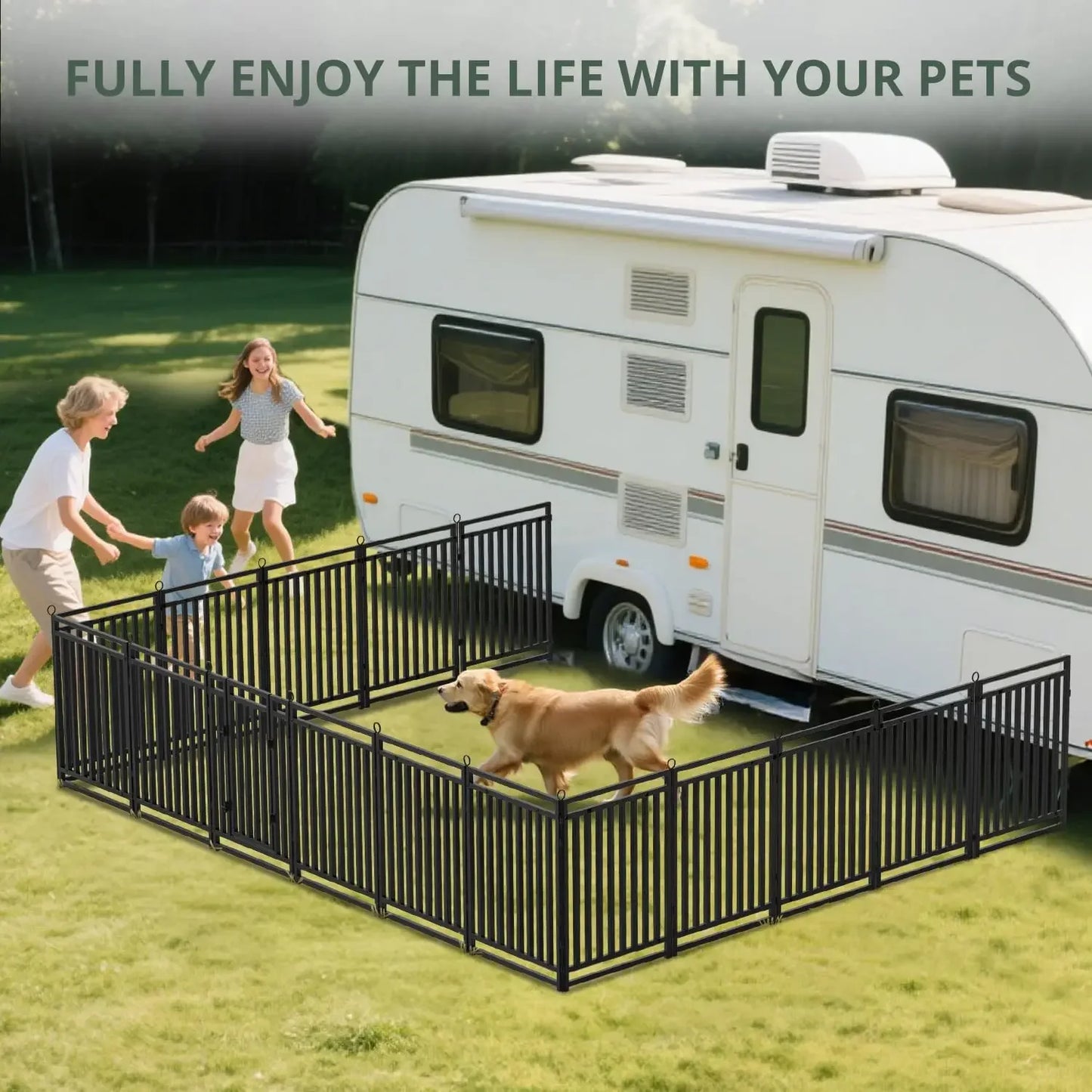 Dog Fence Outdoor Indoor, 40" Inch Height 16 Panels Dog Playpen for Large/Medium/Small Dogs Metal Dog Pen for Yard Camping and R