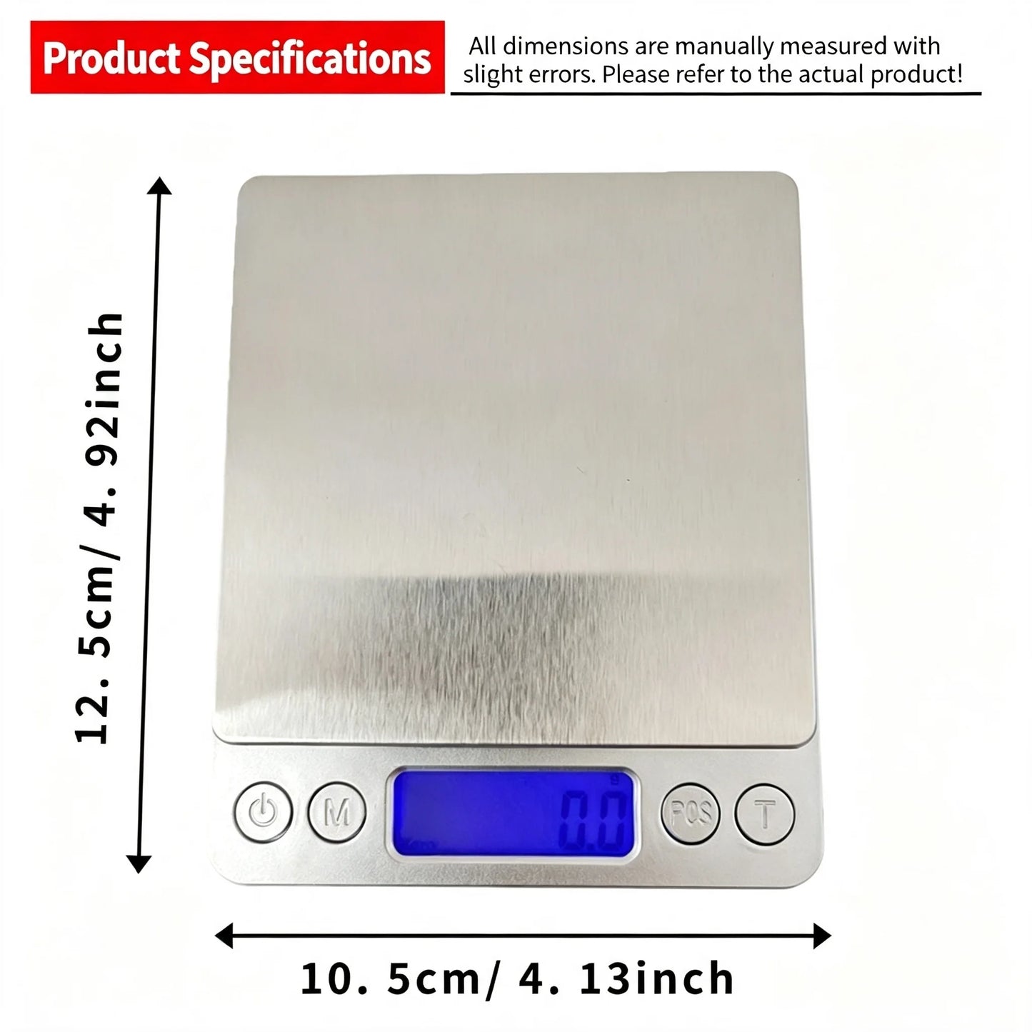 Digital Gram Scale 500g 0.01g Food Scale High Precision Kitchen Scale Multifunctional Stainless Steel Pocket Scale with Back-Lit