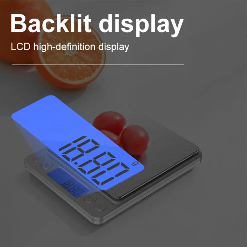Digital Gram Scale 500g 0.01g Food Scale High Precision Kitchen Scale Multifunctional Stainless Steel Pocket Scale with Back-Lit