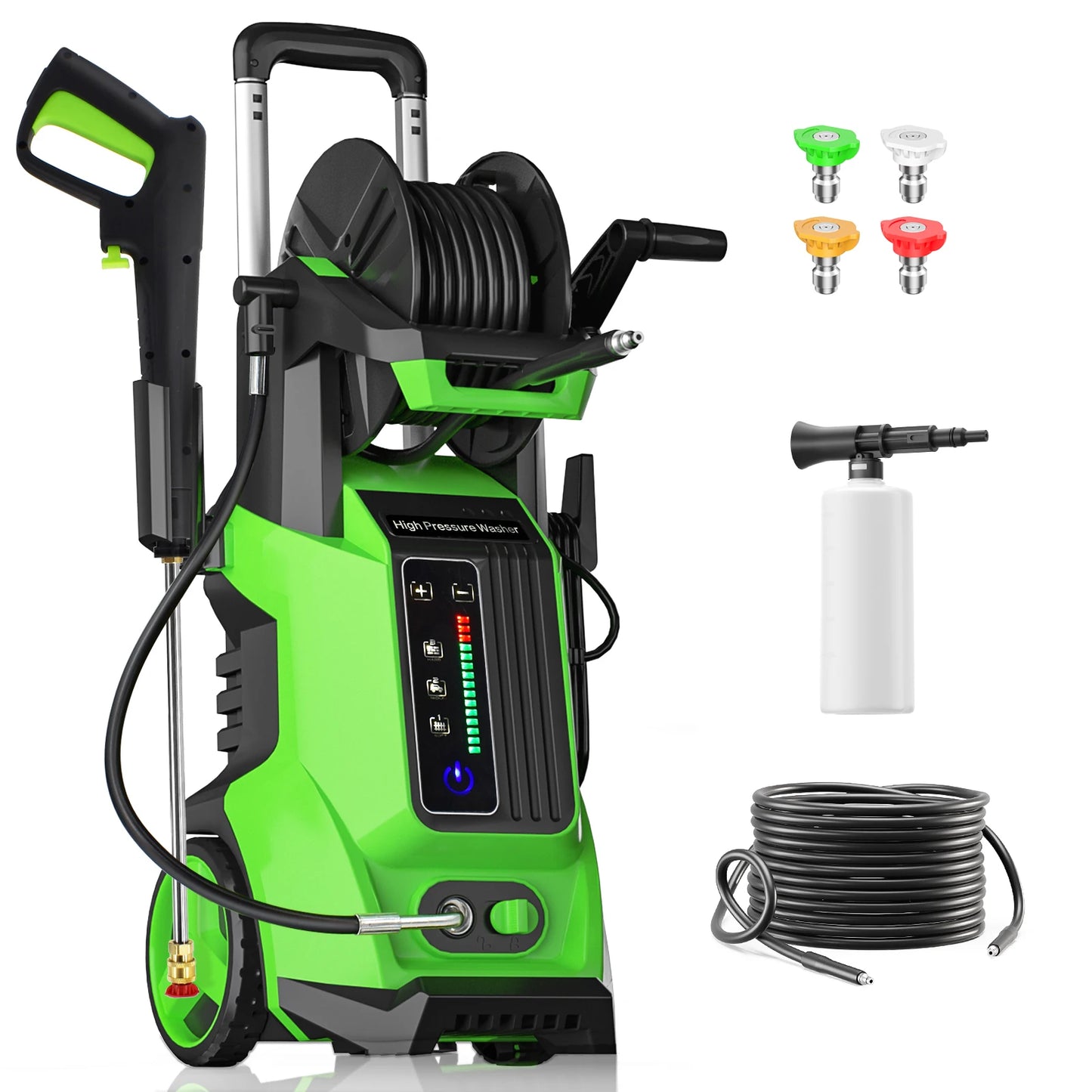 Washer with Smart Control and 15 Levels of Adjustment, 4500 PSI 3.2 GPM Home Use Electric Power Washer, Removable Foam Sprayer, Multiple Spray Nozzles and Anti-Slip Stable Base for fence,outdoor,driveway,home,car wash,siding,