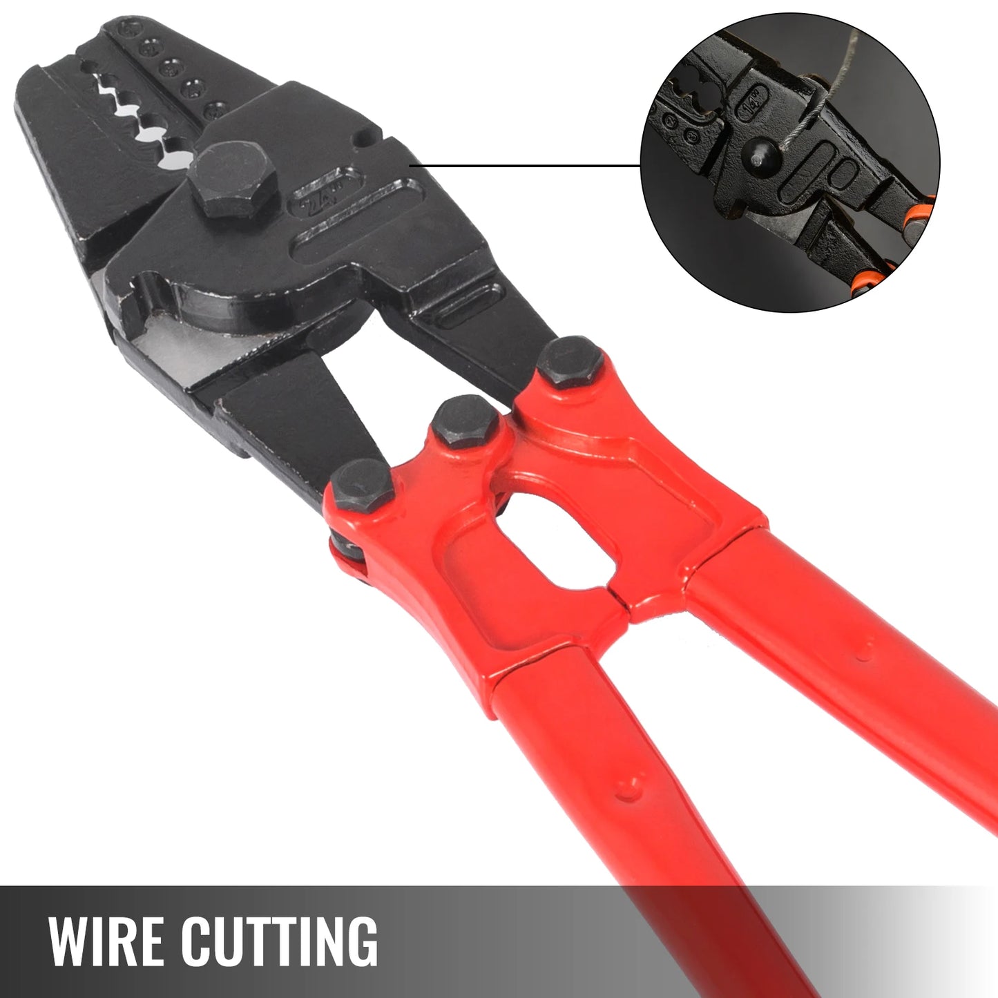 SucceBuy 24/30Inch Wire Rope Swager Crimper Tool Insulated Handle Aluminum Copper Cable Fishing Sleeves Cutter Crimping Pliers
