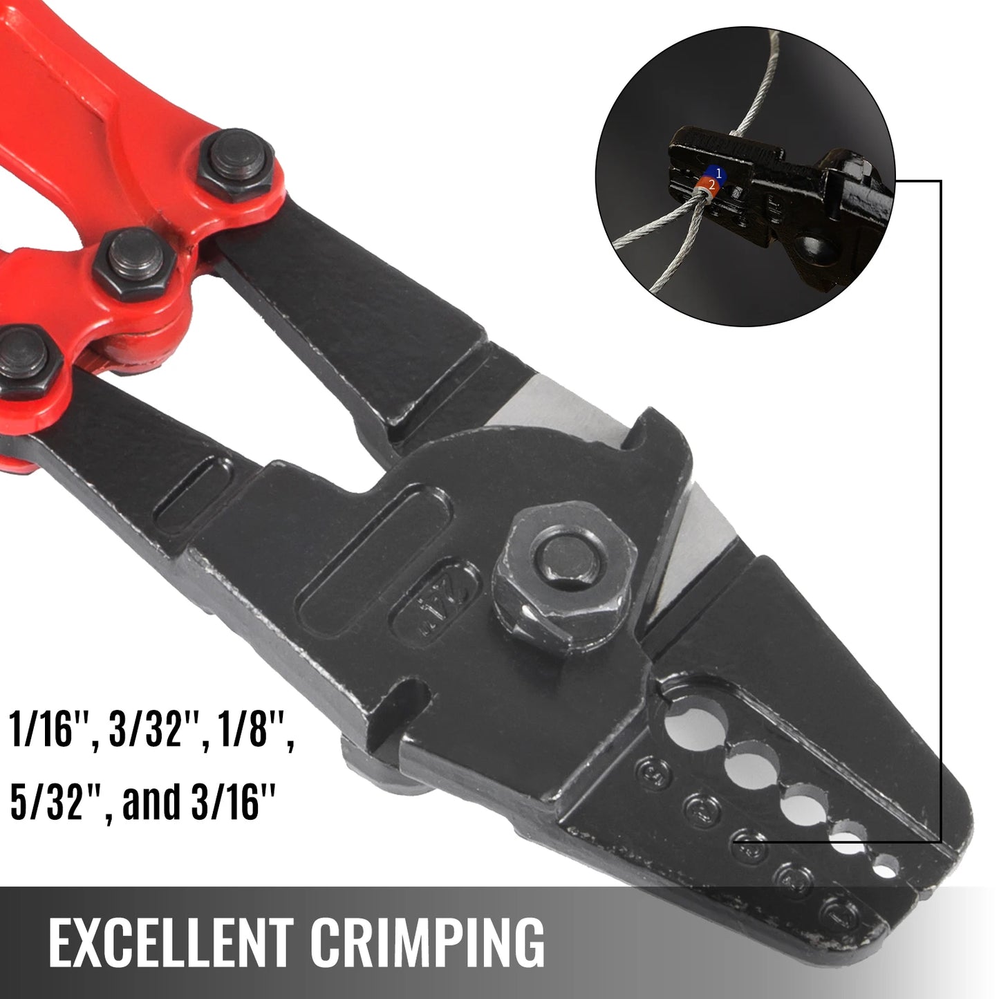 SucceBuy 24/30Inch Wire Rope Swager Crimper Tool Insulated Handle Aluminum Copper Cable Fishing Sleeves Cutter Crimping Pliers