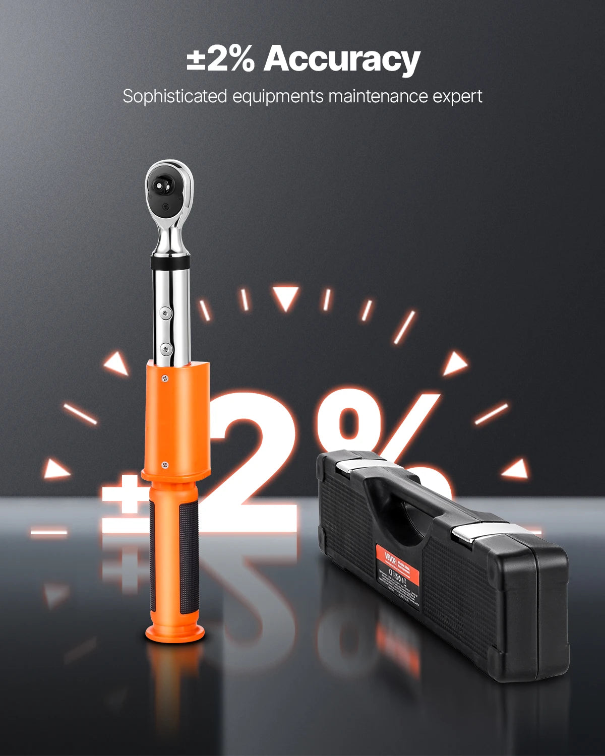 SucceBuy Digital Torque Wrench 72-Tooth ±2% High Accuracy Electronic Torque Wrench Preset Value Buzzer and LED Notification