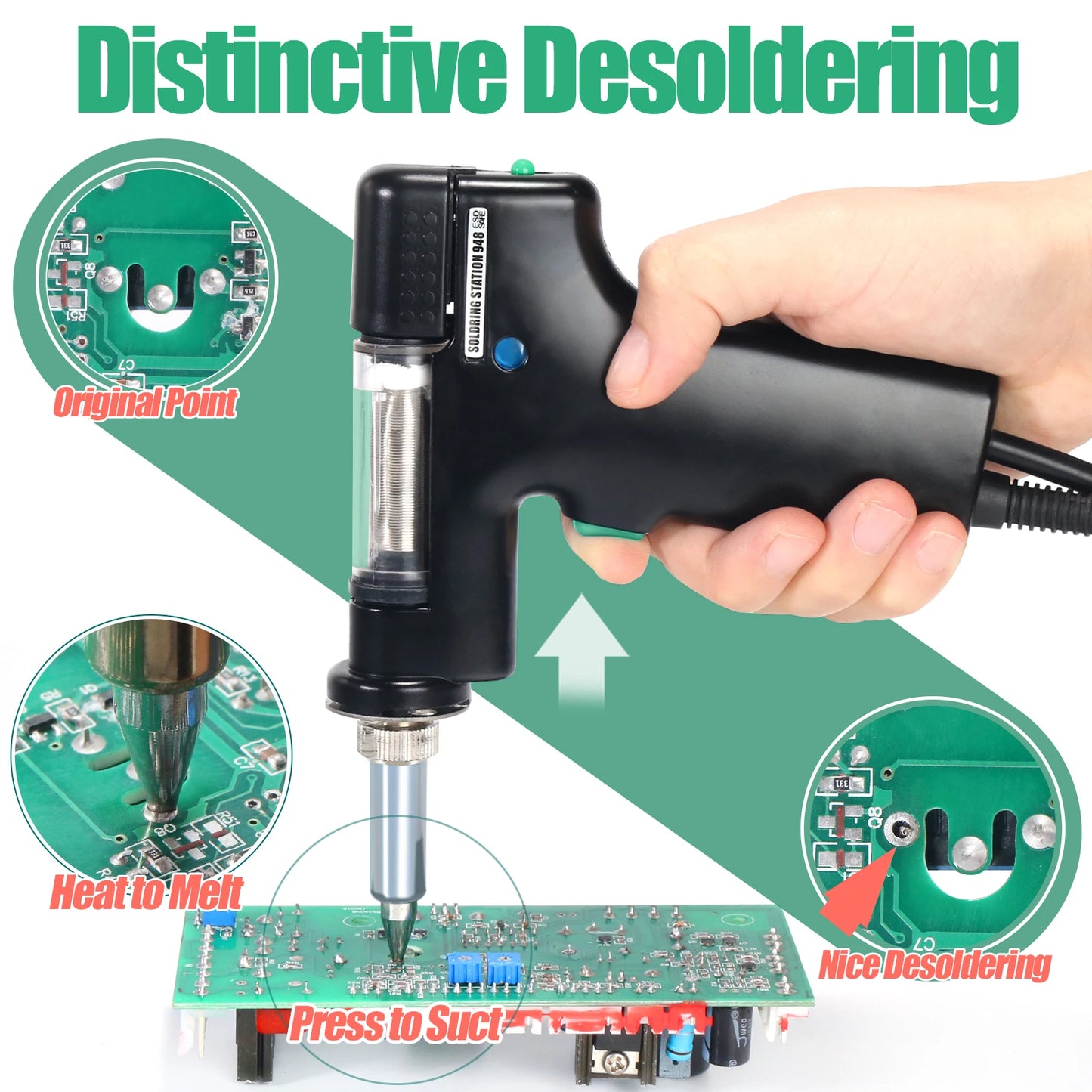 YIHUA 948 Digital Display Soldering Station Suction 90W Temperature Adjustable Soldering Iron Tin Gun Desoldering Station