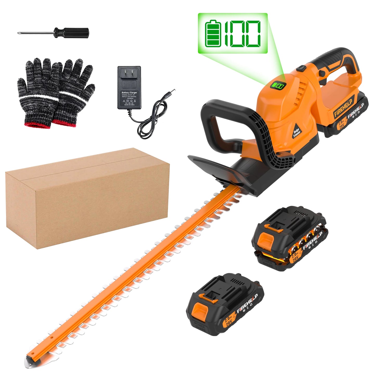 Cordless Hedge Trimmer & Pruner, Optional Mini Hedge Trimmer | 20V Battery, 22-inch Blade, Ideal for Lawns, Shrubs and Branches