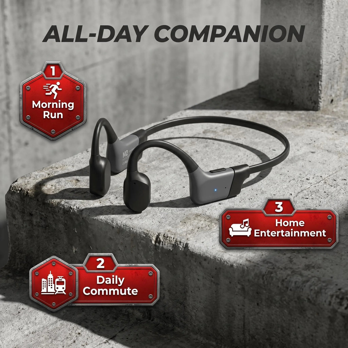 Bone Conduction Wireless Earphones Open Ear Bluetooth 5.3 Headset