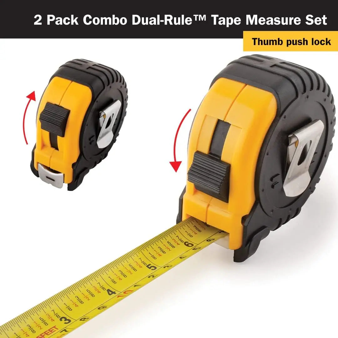 Tape Measure Set with Easy-Read Markings and Durable Case, 12-Foot and 25-Foot, 2-Piece