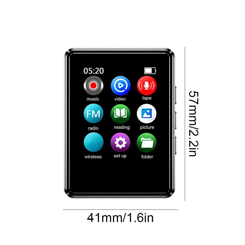MP3/MP4 FM Radio Recorder Compatible with Bluetooth Digital Audio Player Built in Speaker 128GB 1.77 Inch for Student Daily Use