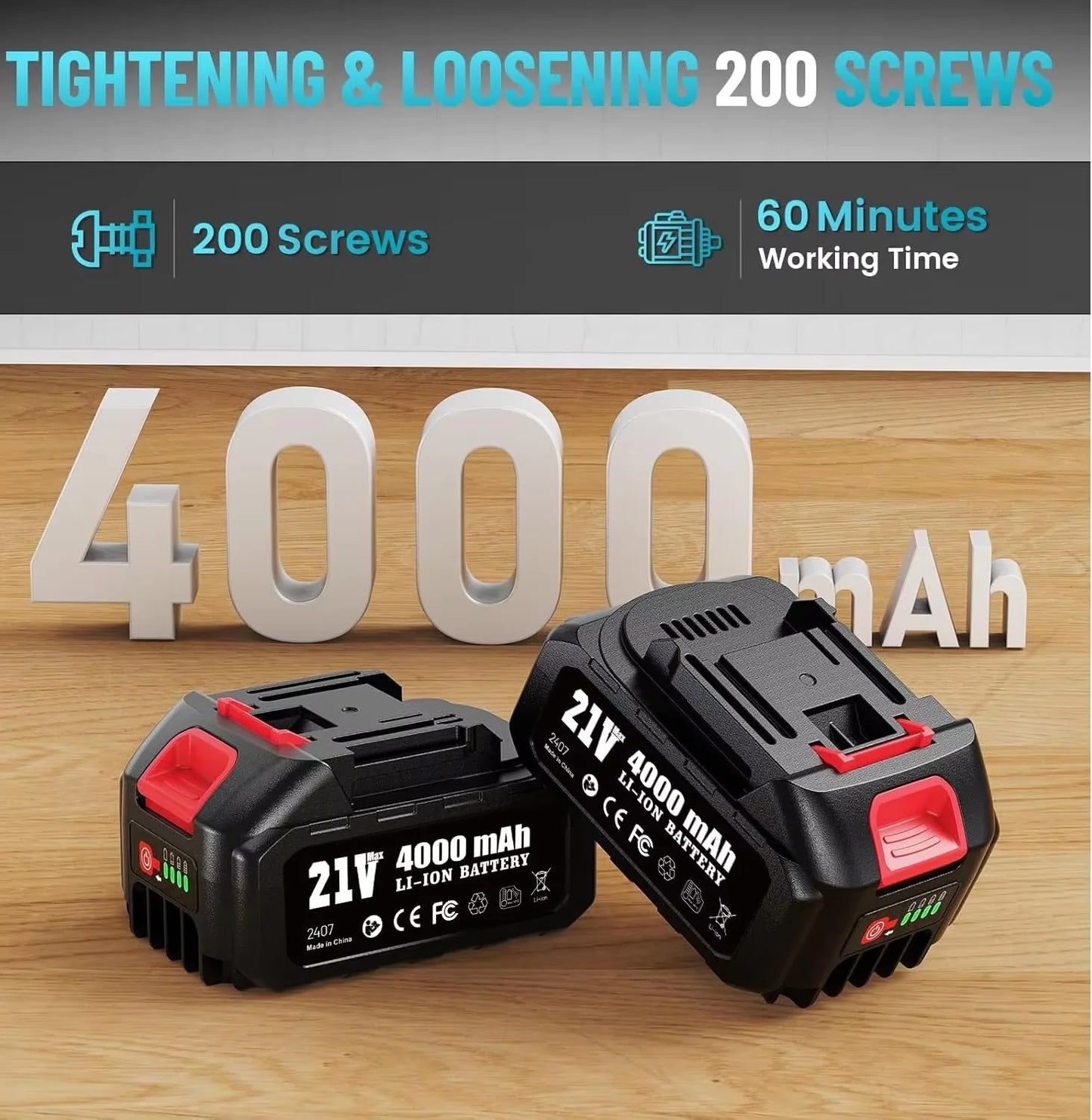 Rechargeable Lithium Battery 4.0Ah For Makita 21V Power Tool Cordless Saw Drill Grinder Blower Wrench Replacement Li-ion Battery