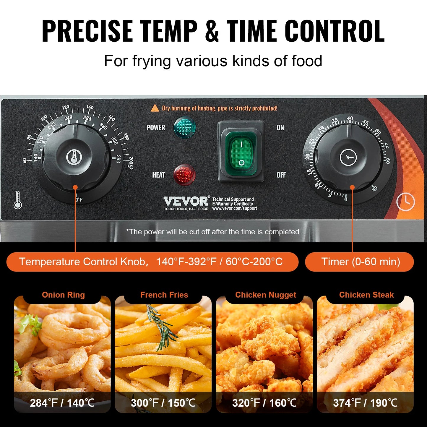SucceBuy Commercial Deep Fryer Electric Countertop Fryer with Basket 11.6Qt Stainless Steel Single Oil Fryer w/Time&Temp Control