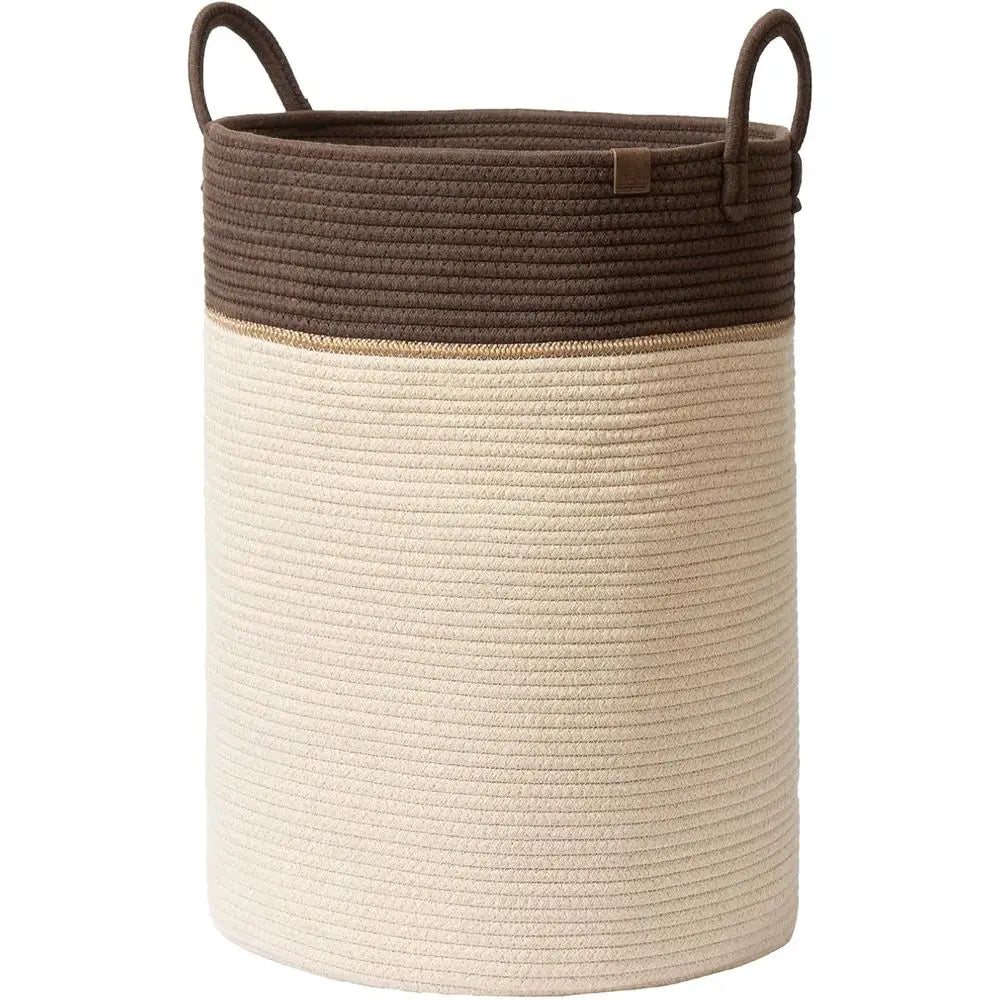 Extra Large Cotton Storage Basket - 72 Liters, Ideal for Laundry, Blankets, Toys, and Kids' Clothes