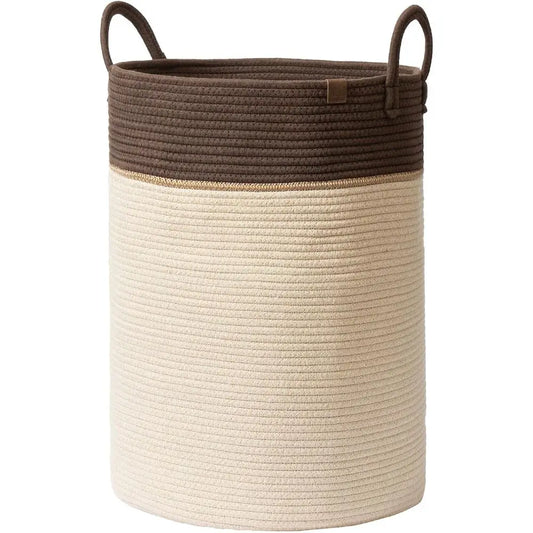 Extra Large Cotton Storage Basket - 72 Liters, Ideal for Laundry, Blankets, Toys, and Kids' Clothes