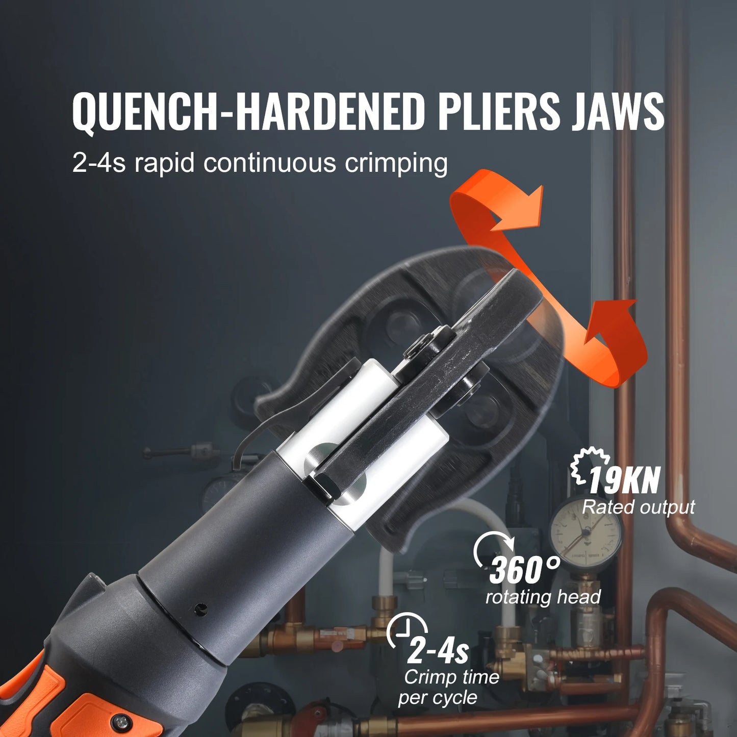 SucceBuy Press Tool 18V Electric Pipe Crimping Tool for 1/2" 3/4" 1" Copper Pipes Press Tool Kit with 3 Jaws 2Pcs Battery Compatible with Propress