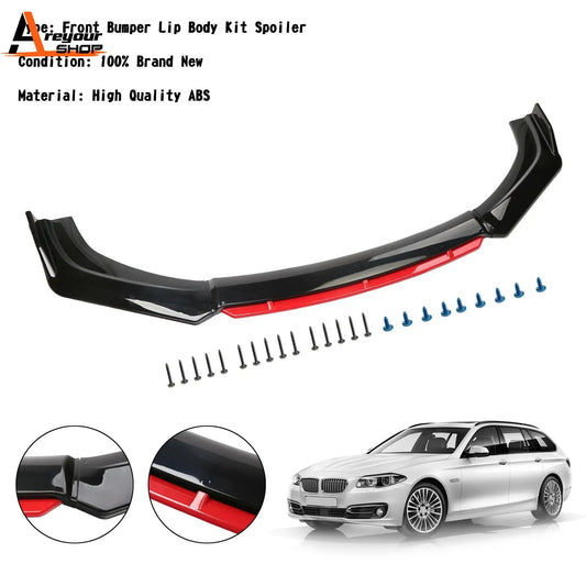 Areyourshop Universal Front Bumper Lip Kit Splitter Spoiler Diffuser