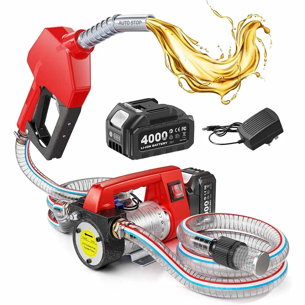 Taskstar Cordless Fuel Transfer Pump 12GPM w/2x6.6FT Hoses Electric Diesel Kerosene Transfer kit for 18V Makita Battery pin