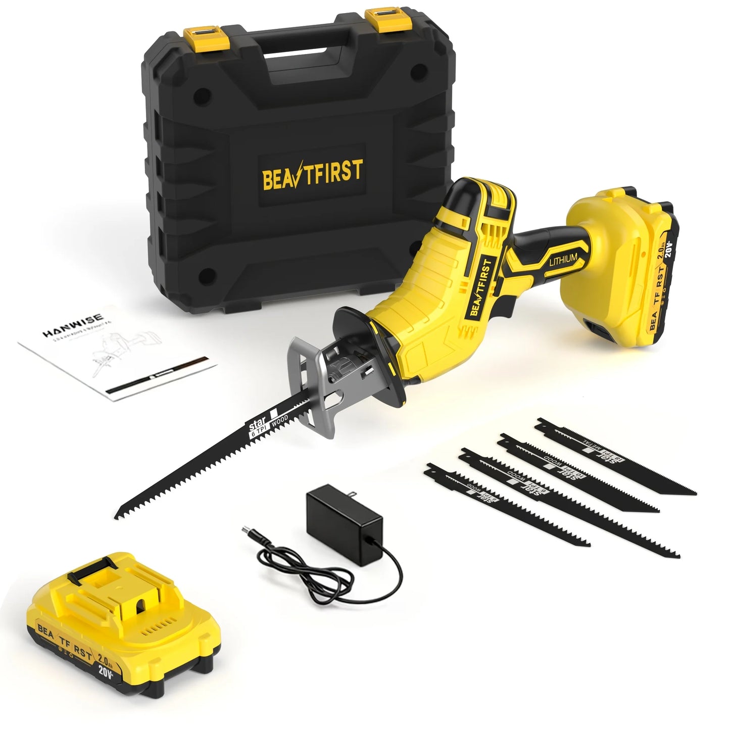 150W Upgraded Brushless Reciprocating Saw — 0-3500 RPM Variable Speed Saw, featuring an SDS Quick-Release Chuck for Fast Bl