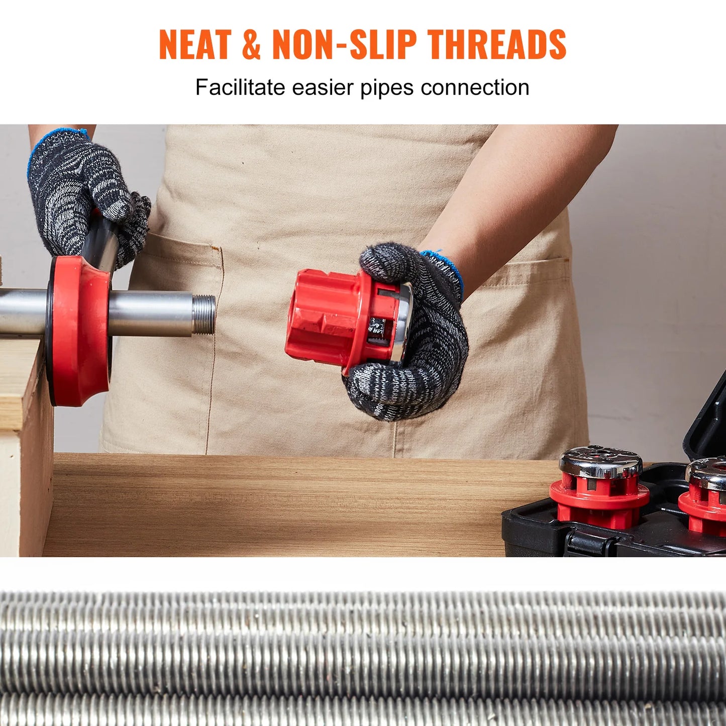 SucceBuy Manual Pipe Threader Ratchet Tool Portable Pipe Threading Set w/ 6PCS NPT Dies for Galvanized Aluminum Iron Copper Pipe