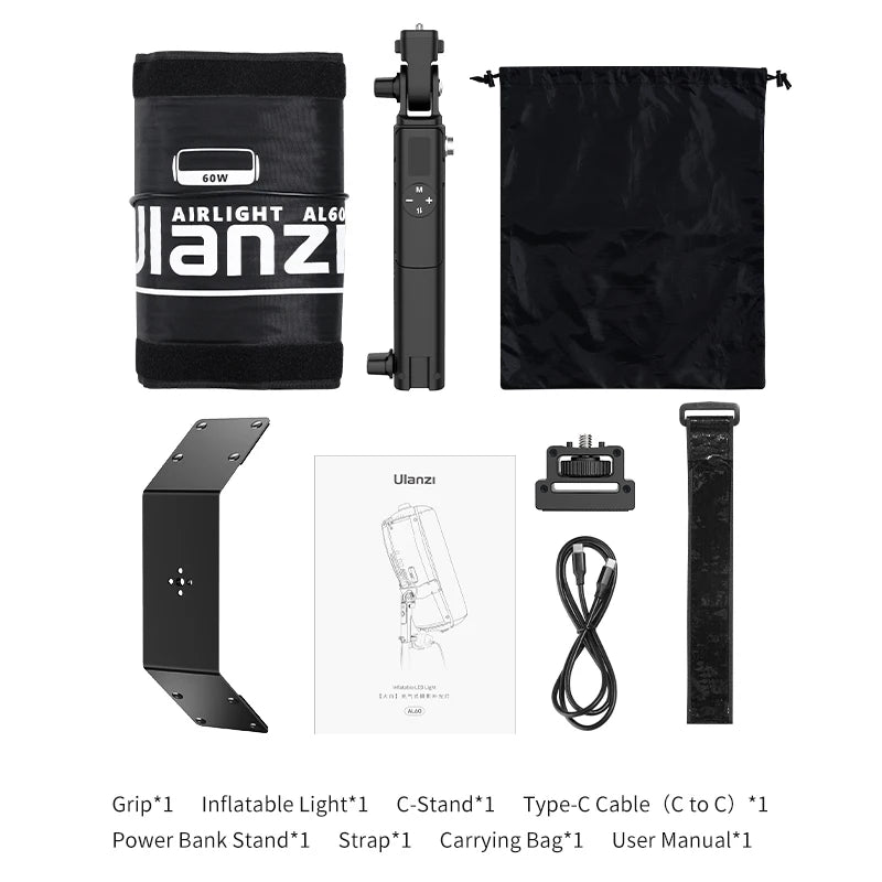 Ulanzi AL60 AL120 68W 136W Inflatable Air Tube Light APP Control LED Light 2700K-6500K Bi-Color Handheld Light for Photography