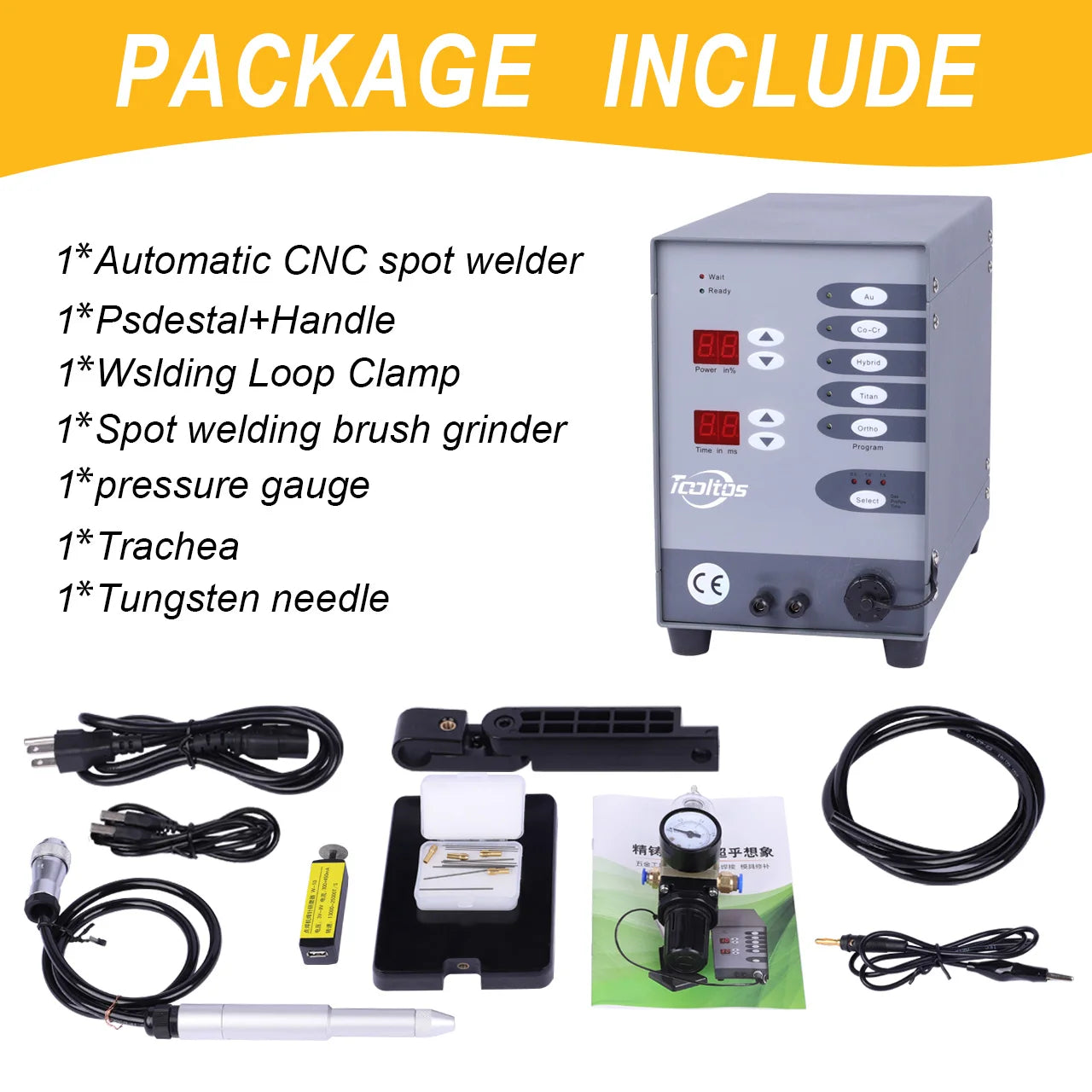 Tooltos 100W CNC Pulse Argon Arc Jewelry Spot Welder, Automatic TIG Soldering Machine for 110V/220V