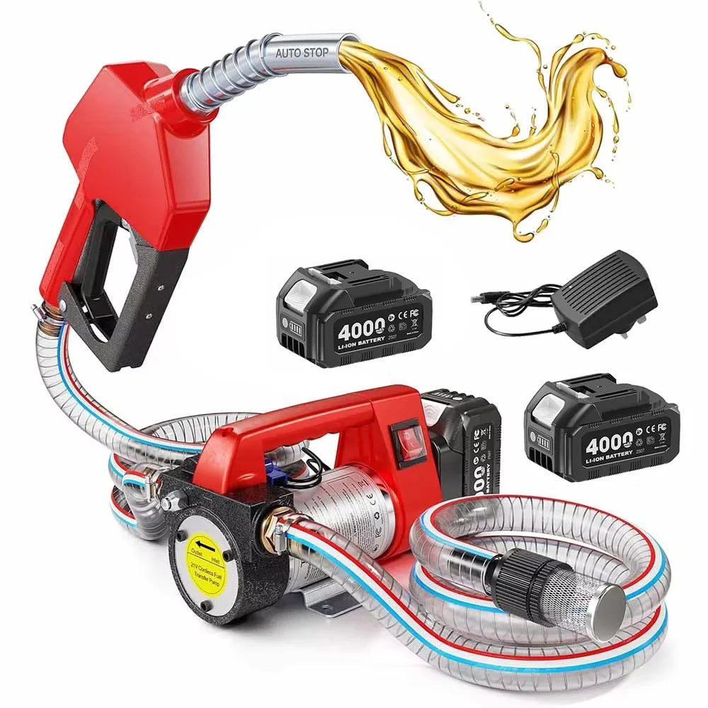 Taskstar Cordless Fuel Transfer Pump 12GPM w/2x6.6FT Hoses Electric Diesel Kerosene Transfer kit for 18V Makita Battery pin