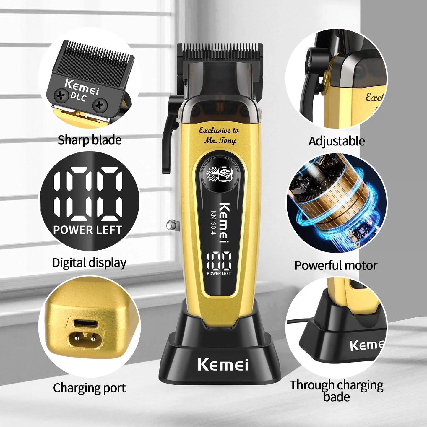 Hair cutting machine hair clipper Professional Rechargeable USB 90-4  Hair Cutting Machine Electric Hair Clipper Cordless Barber Metal Trimmer for Men