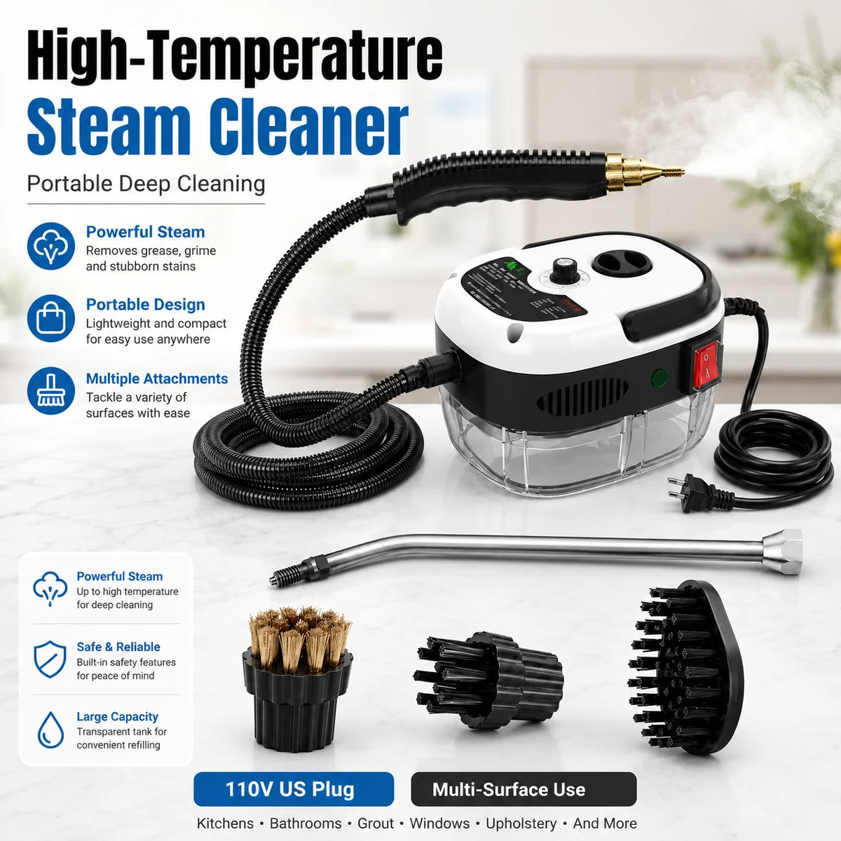 Portable High Pressure Steam Cleaner With Multi Nozzles For Cleaning