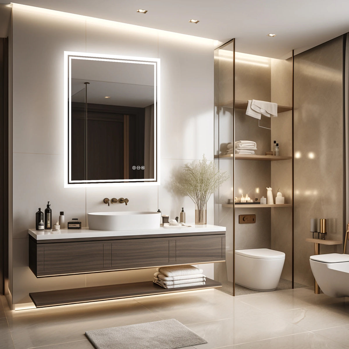 Wisfor Anti Fog Led Bathroom Vanity Mirror With Dimmable Lights