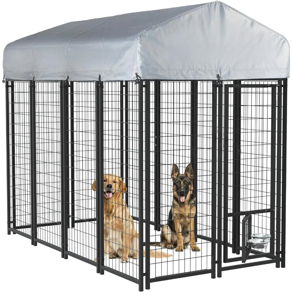 Heavy Duty Outdoor Dog Kennel With Double Latch And Sunshade Cover