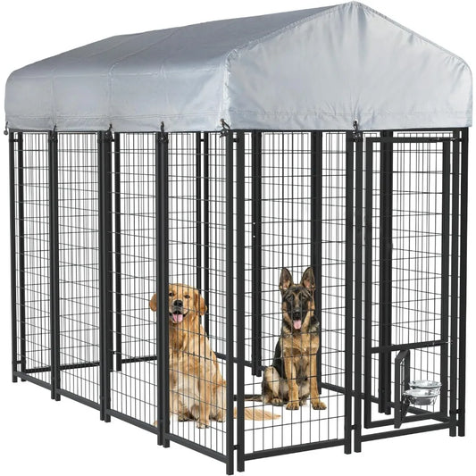 Heavy Duty Outdoor Dog Kennel With Double Latch And Sunshade Cover