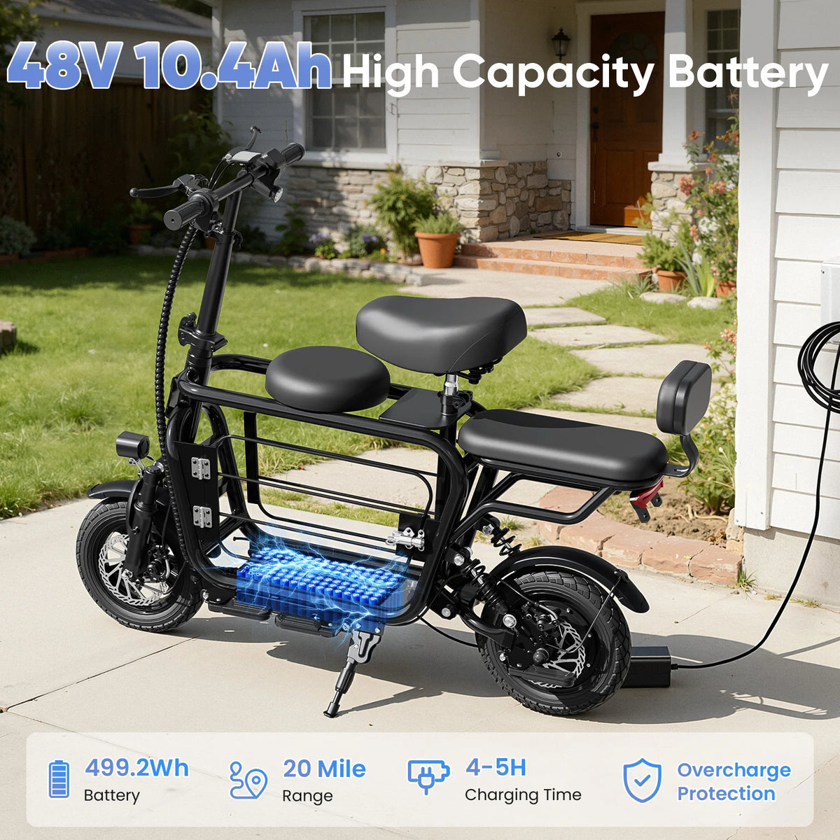 Eilleo Spacewalk 48V Electric Scooter With Seat And Pet Basket