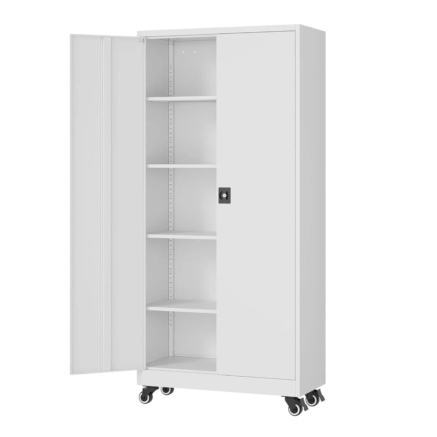 Metal Rolling Storage Cabinet-74.6” Tall Steel File Cabinets with Wheels Lockable Doors and Adjustable, Customized