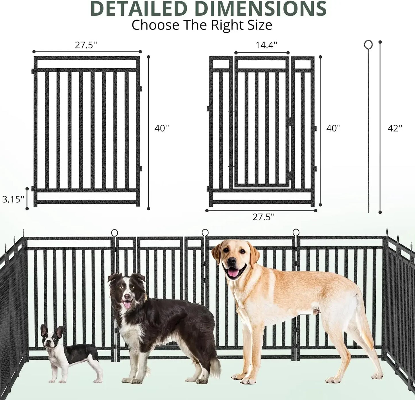 Dog Fence Outdoor Indoor, 40" Inch Height 16 Panels Dog Playpen for Large/Medium/Small Dogs Metal Dog Pen for Yard Camping and R