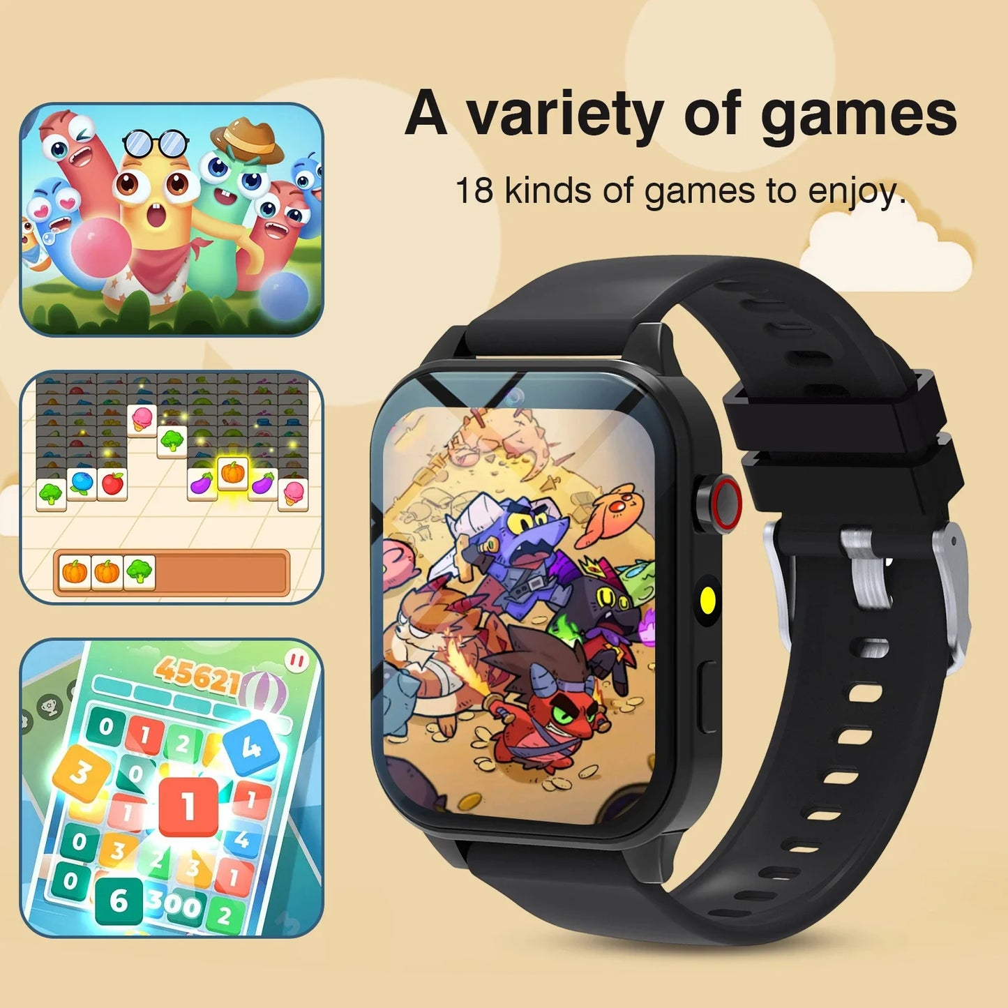 Kids′s Smart Watch 18 Games Camera Waterproof Flashlight Sleep Monitoring For Birthday Holiday Gift Boy Girl Children