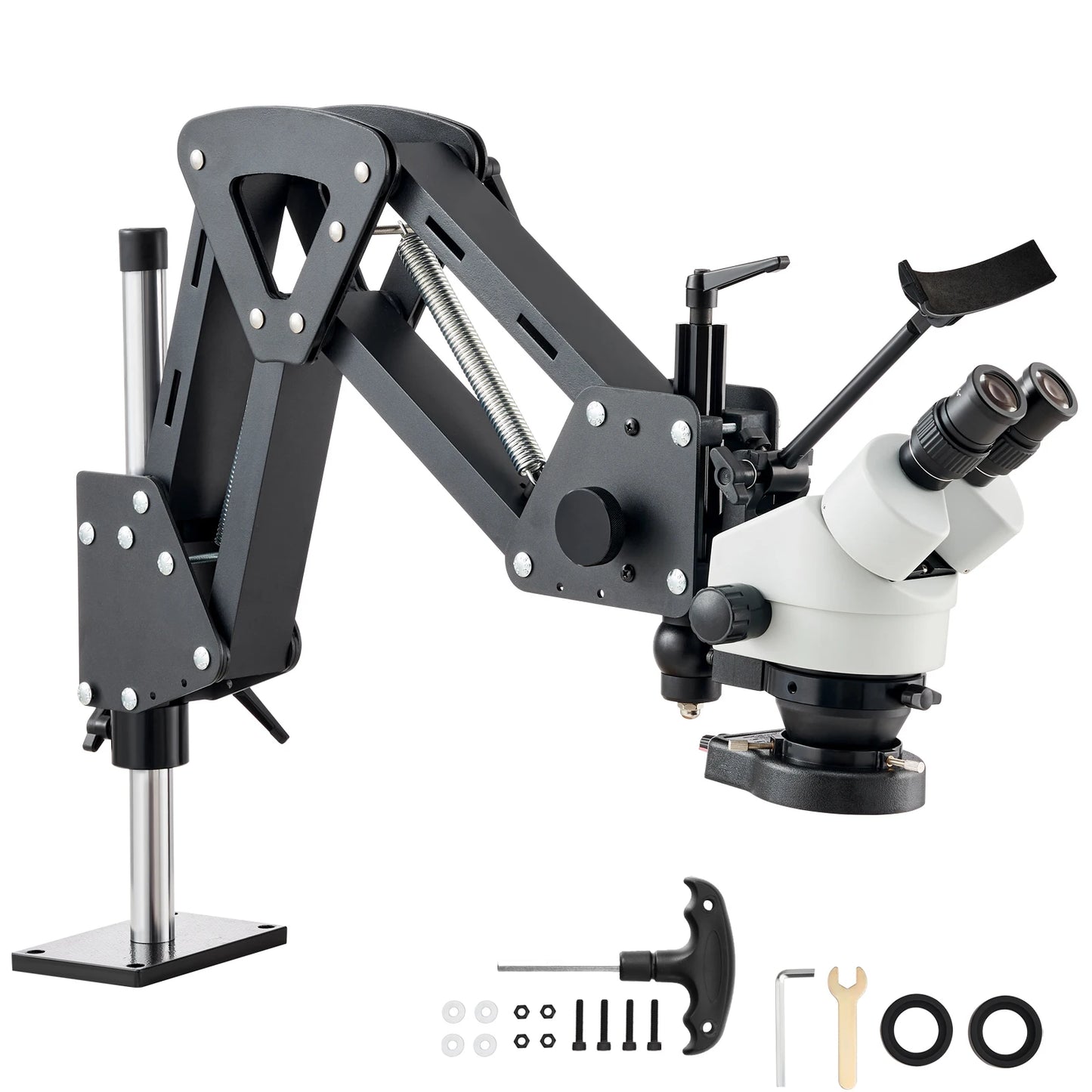 SucceBuy Multi-Directional Microscope Spring Bracket 7X-45X Magnification Jewelry Microscope Inlaid Stand Integrated LED Light