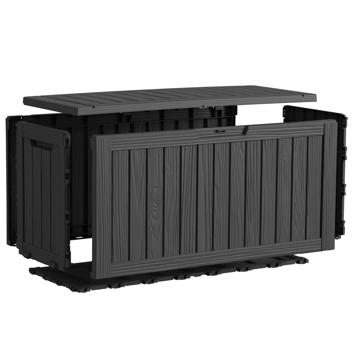 75 Gallon Black Outdoor Storage Box Waterproof Resin Deck Box with Wheels Lockable Patio Garden Storage Container for Cushions Tools Pool Supplies