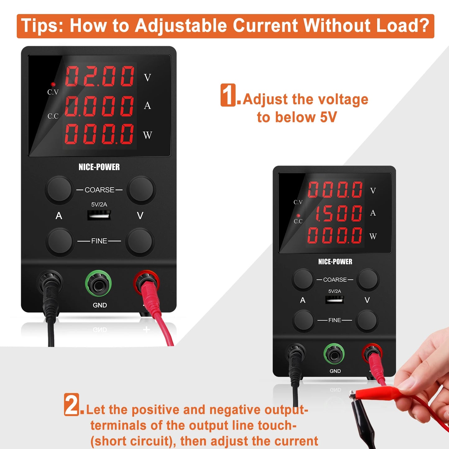 Adjustable DC Power Supply 30V5A150W Variable Bench Power Supply with 4-Digit LED Display,USB Port, for Lab, Electronics Repair,