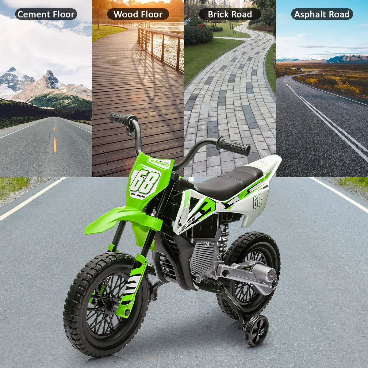 HiMiss Kids Electric Dirt Bike With Training Wheels Motorcycle