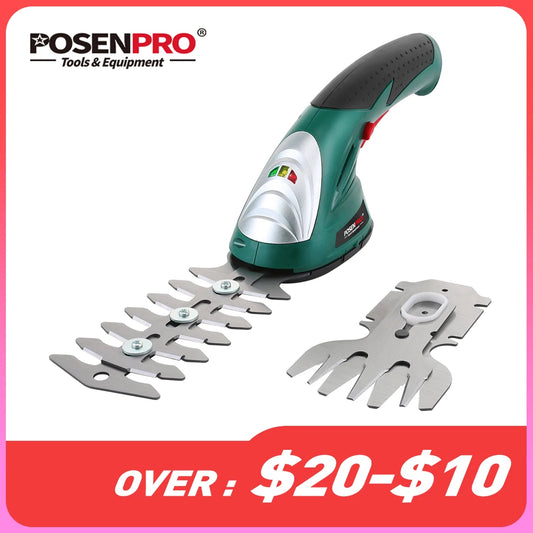 7.2V Pruning Shears 2in1 Cordless Grass Hedge Trimmer Battery Rechargeable Shear Hedger PGHT7.2 Cordless Garden Tool POSENPRO