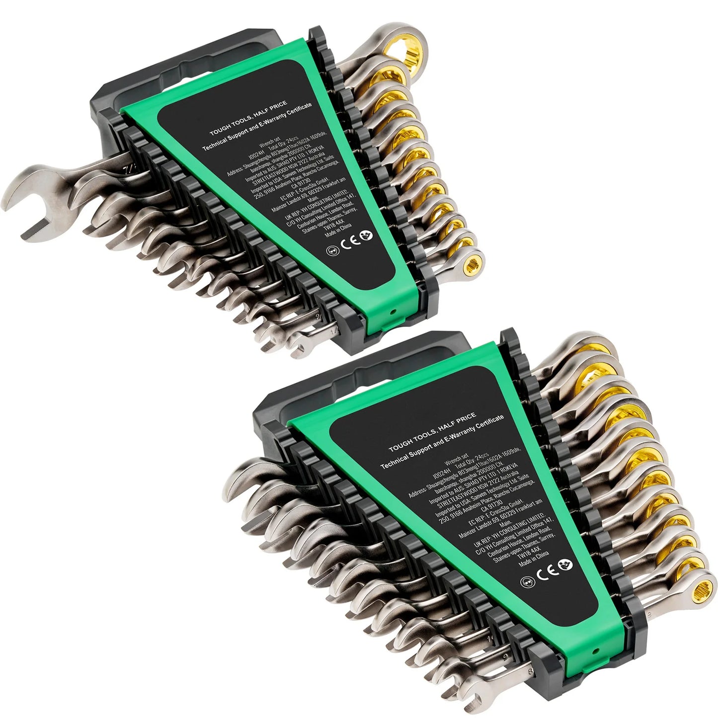SucceBuy Combination Wrench Set 24/30-Piece Ratcheting Wrench Set with Organizer Rack Cr-V Steel Wrench Set SAE  Metric