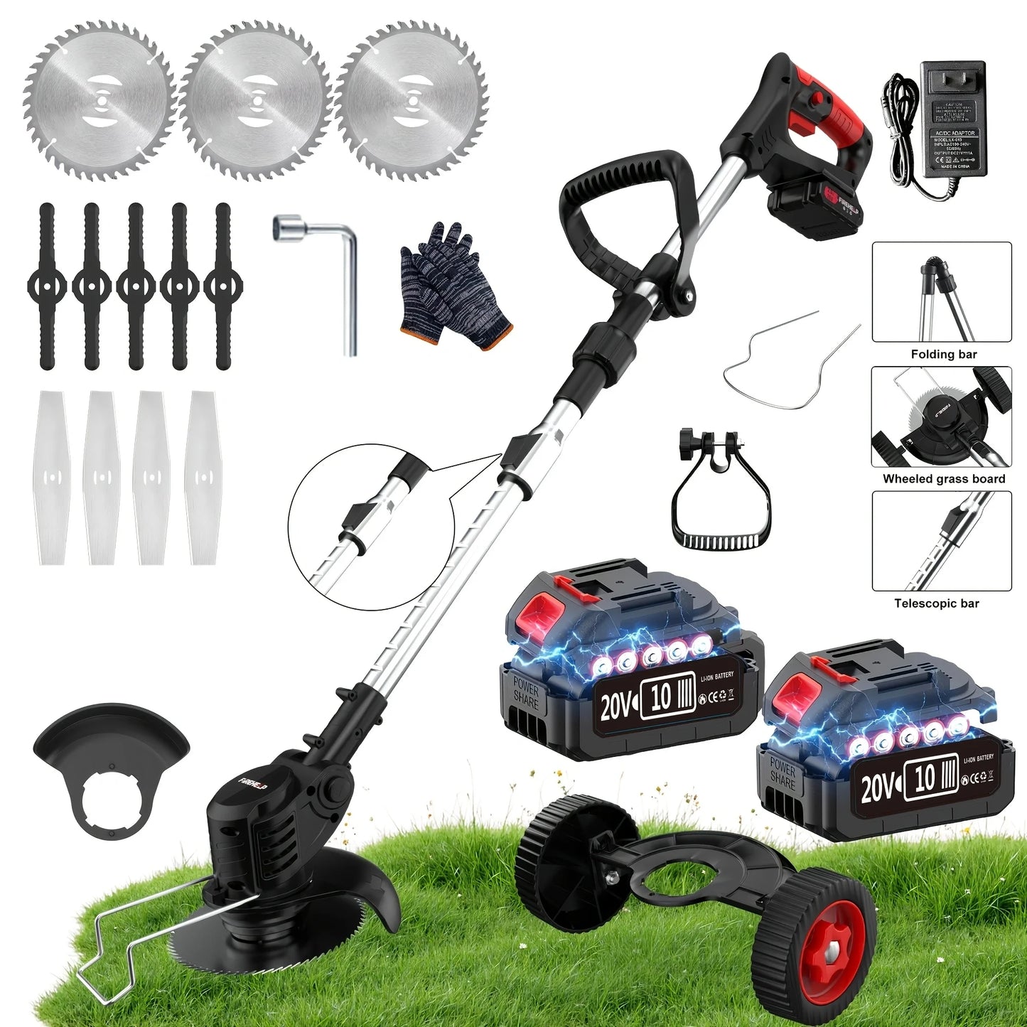 Portable Household Wireless Electric Lawn Mower, Garden Weeder/Cordless Trimmer, 3in1 Multifunctional Garden Mower