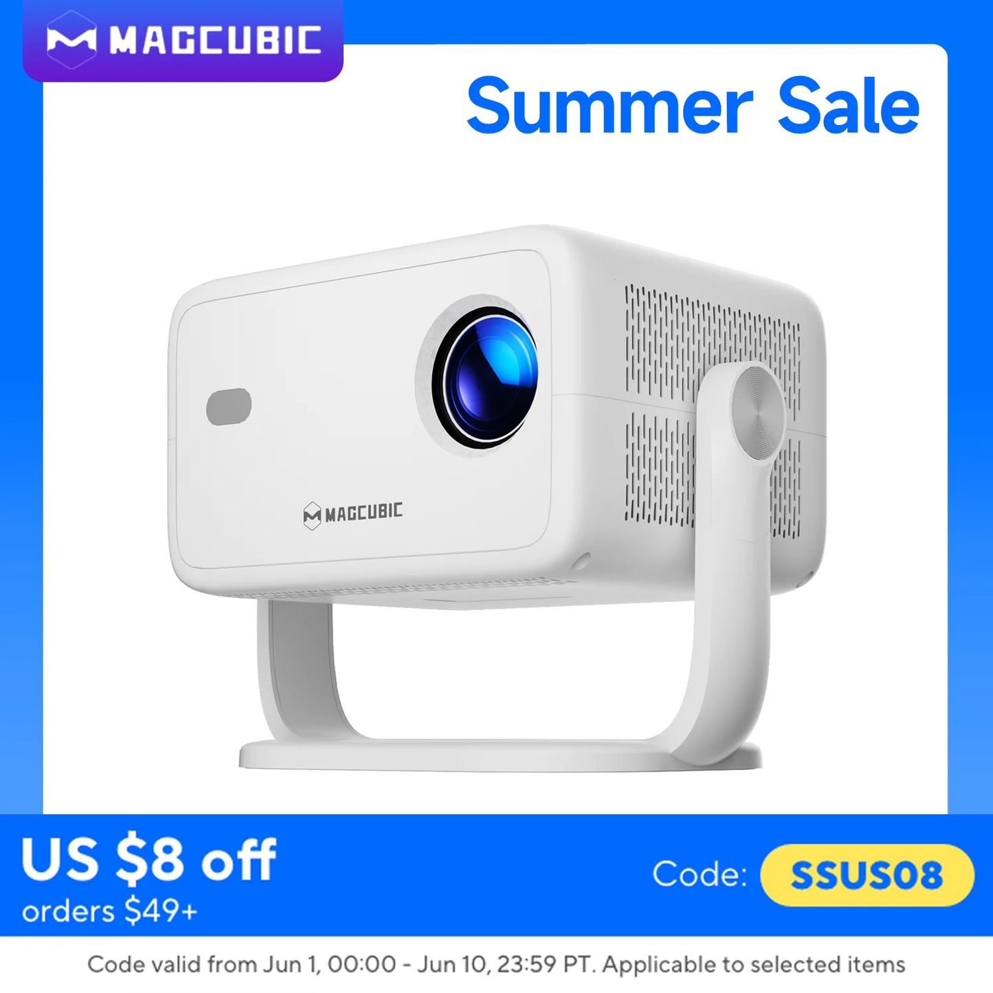 Magcubic 650ANSI L018 Projector 8K Native 1080P Auto Focus & Keystone Correction Android14 BT5.4 WIFI6 360° Portable Home Cinema